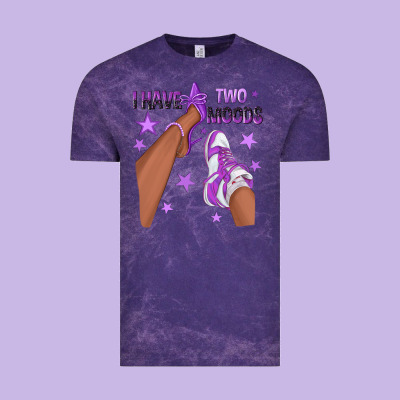 Purple I Have Two Moods Afro Girl Sneakers Vintage Tee Designed By Texasbilliewilder
