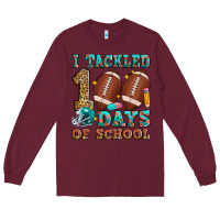 Burgundy i tackled 100 days of school american football Long Sleeve Tee - Zillion Design Studio