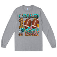 Heather Grey i tackled 100 days of school american football Long Sleeve Tee - Zillion Design Studio