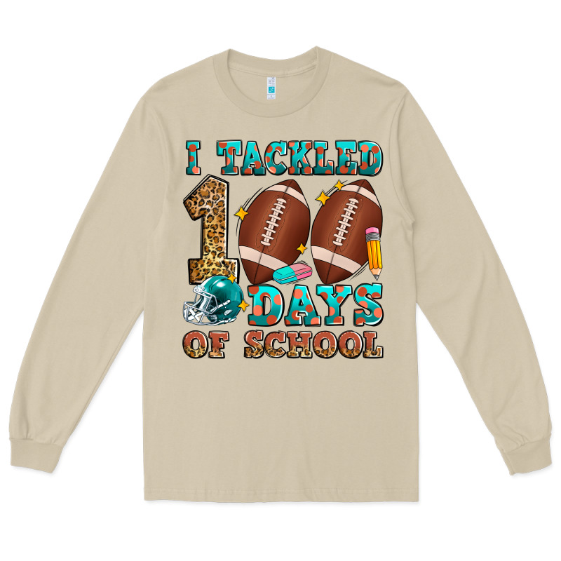 I Tackled 100 Days Of School American Football Long Sleeve Tee by Zillion Design Studio | Teevron