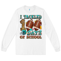 White i tackled 100 days of school american football Long Sleeve Tee - Zillion Design Studio