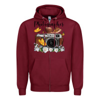 Burgundy photographer floral butterfly film roll vintage camera Zipper Hoodie - FaDigitalArtStudio