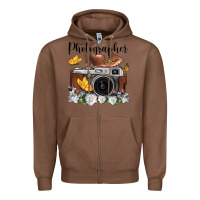 Chestnut photographer floral butterfly film roll vintage camera Zipper Hoodie - FaDigitalArtStudio