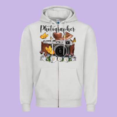 Photographer Floral Butterfly Film Roll Vintage Camera Zipper Hoodie Designed By Fadigitalartstudio