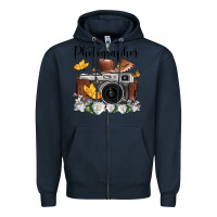Navy photographer floral butterfly film roll vintage camera Zipper Hoodie - FaDigitalArtStudio