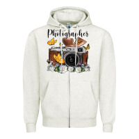 Oatmeal Heather photographer floral butterfly film roll vintage camera Zipper Hoodie - FaDigitalArtStudio