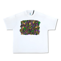 White Mardi Gras Fleur De Lis Urban Heavy Tee - RanaPortraitStore