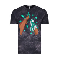 Cloud Black Teal Afro Girl Sneakers and Heels Vintage Tee - texasbilliewilder