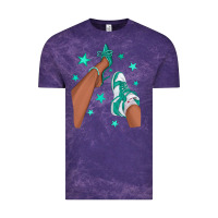 Cloud Purple Teal Afro Girl Sneakers and Heels Vintage Tee - texasbilliewilder