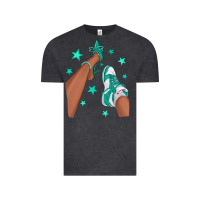 Vintage Black Teal Afro Girl Sneakers and Heels Vintage Tee - texasbilliewilder