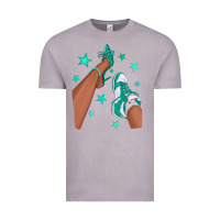 Teal Afro Girl Sneakers And Heels Vintage Tee | Teevron