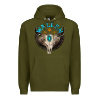 Army Green wallen with bull skull Premium Hoodie - NancyCooperArtShop
