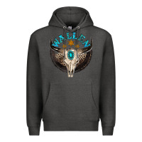 Charcoal Heather wallen with bull skull Premium Hoodie - NancyCooperArtShop