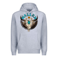 Heather Grey wallen with bull skull Premium Hoodie - NancyCooperArtShop