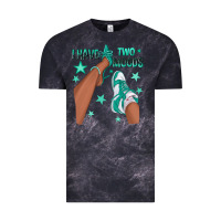 Cloud Black Teal I Have Two Moods Afro Girl Sneakers Vintage Tee - texasbilliewilder
