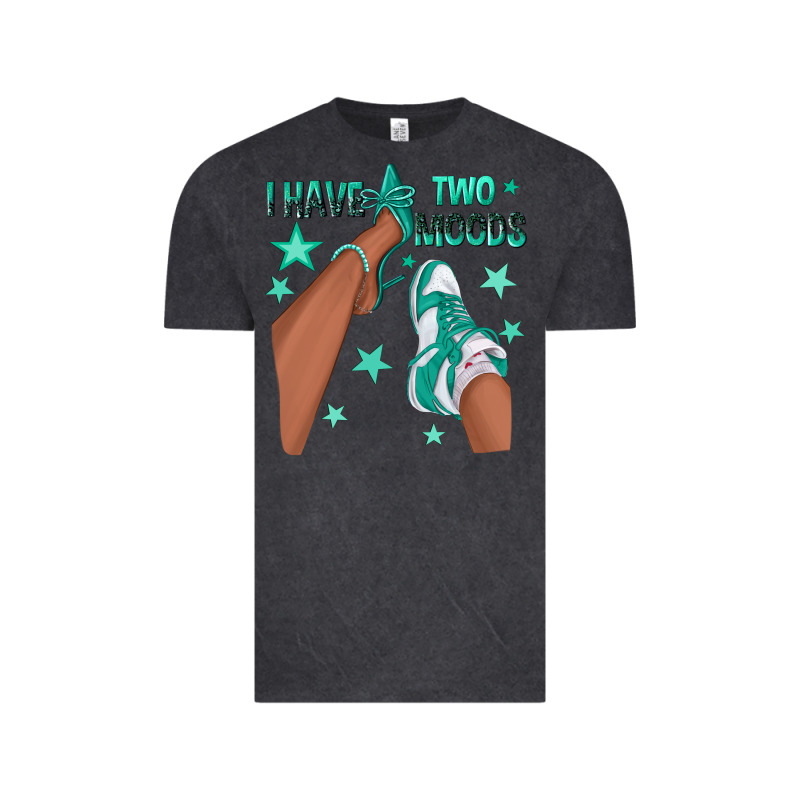 Teal I Have Two Moods Afro Girl Sneakers Vintage Tee by texasbilliewilder | Teevron