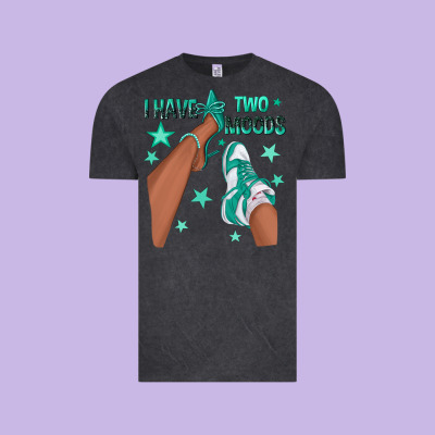 Teal I Have Two Moods Afro Girl Sneakers Vintage Tee Designed By Texasbilliewilder