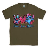 Army Green peace love stitch Classic Tee - Zillion Design Studio