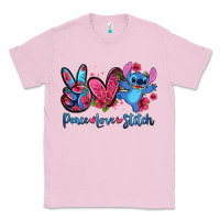 Bubblegum Pink peace love stitch Classic Tee - Zillion Design Studio
