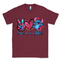 Burgundy peace love stitch Classic Tee - Zillion Design Studio