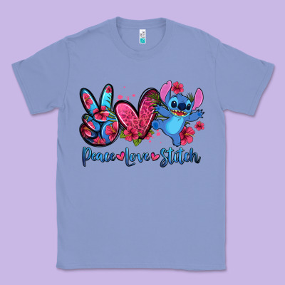 Peace Love Stitch Classic Tee Designed By Zillion Design Studio