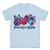 Dusty Blue peace love stitch Classic Tee - Zillion Design Studio
