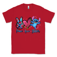 Red peace love stitch Classic Tee - Zillion Design Studio