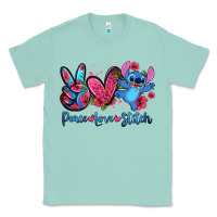 Seafoam peace love stitch Classic Tee - Zillion Design Studio