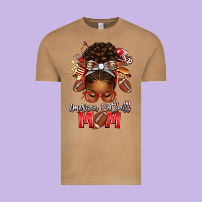 American Football Mom Red And Silver Afro Messy Bu Vintage Tee Designed By Texasbilliewilder
