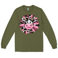 Army Green pink leopard sunflower cow Long Sleeve Tee - RanaPortraitStore
