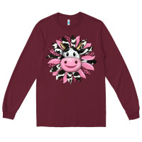 Burgundy pink leopard sunflower cow Long Sleeve Tee - RanaPortraitStore