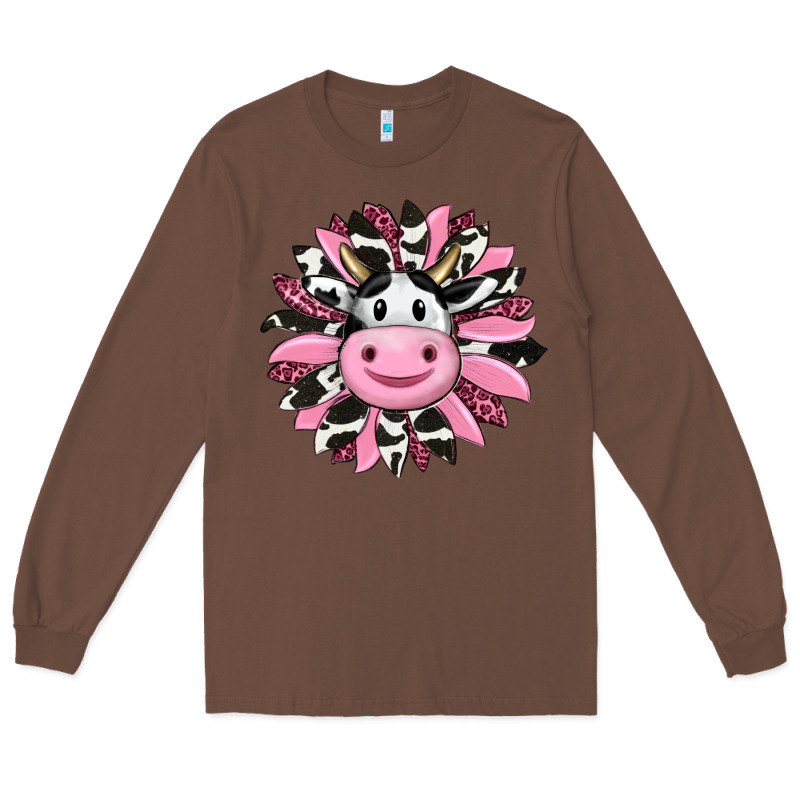 Pink Leopard Sunflower Cow Long Sleeve Tee by RanaPortraitStore | Teevron