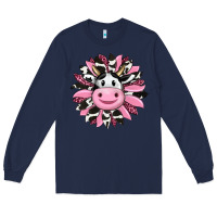 Navy pink leopard sunflower cow Long Sleeve Tee - RanaPortraitStore