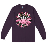 Plum pink leopard sunflower cow Long Sleeve Tee - RanaPortraitStore