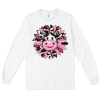 White pink leopard sunflower cow Long Sleeve Tee - RanaPortraitStore