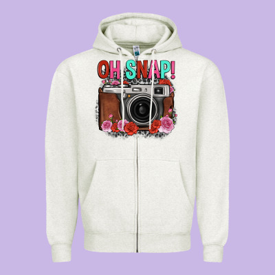 Oh Snap Rose Grey Leopard Vintage Camera Zipper Hoodie Designed By Fadigitalartstudio