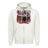 Oatmeal Heather oh snap rose grey leopard vintage camera Zipper Hoodie - FaDigitalArtStudio