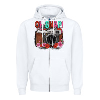 White oh snap rose grey leopard vintage camera Zipper Hoodie - FaDigitalArtStudio