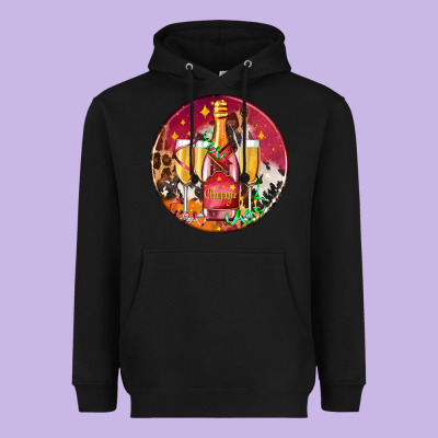 Christmas Champagne Bottle And Champagne's Heavyweight Hoodie Designed By Adodesignshop