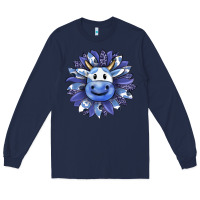 Navy blueberry milkshake cow sunflower Long Sleeve Tee - RanaPortraitStore
