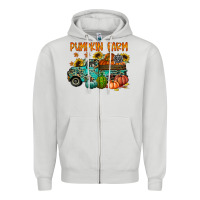 Dove Grey pumpkin farm Zipper Hoodie - RacoonDesign