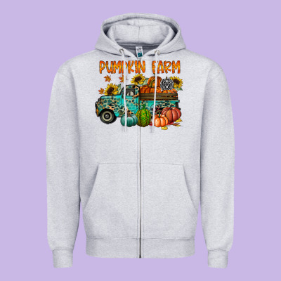Pumpkin Farm Zipper Hoodie Designed By Racoondesign
