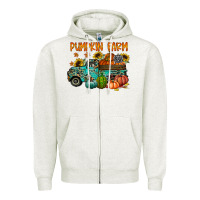 Oatmeal Heather pumpkin farm Zipper Hoodie - RacoonDesign