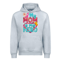 Heather Grey My Mom Is My Hero Breast Cancer Urban Hoodie - BundleAndBundleShop