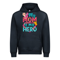 Navy My Mom Is My Hero Breast Cancer Urban Hoodie - BundleAndBundleShop