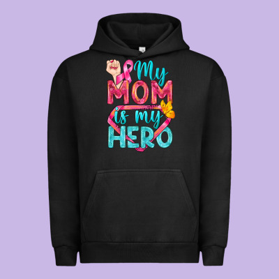 My Mom Is My Hero Breast Cancer Urban Hoodie Designed By Bundleandbundleshop