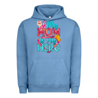 Pigment Pebble Blue My Mom Is My Hero Breast Cancer Urban Hoodie - BundleAndBundleShop