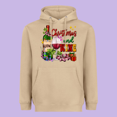 Christmas And Wine Heavyweight Hoodie Designed By Adodesignshop