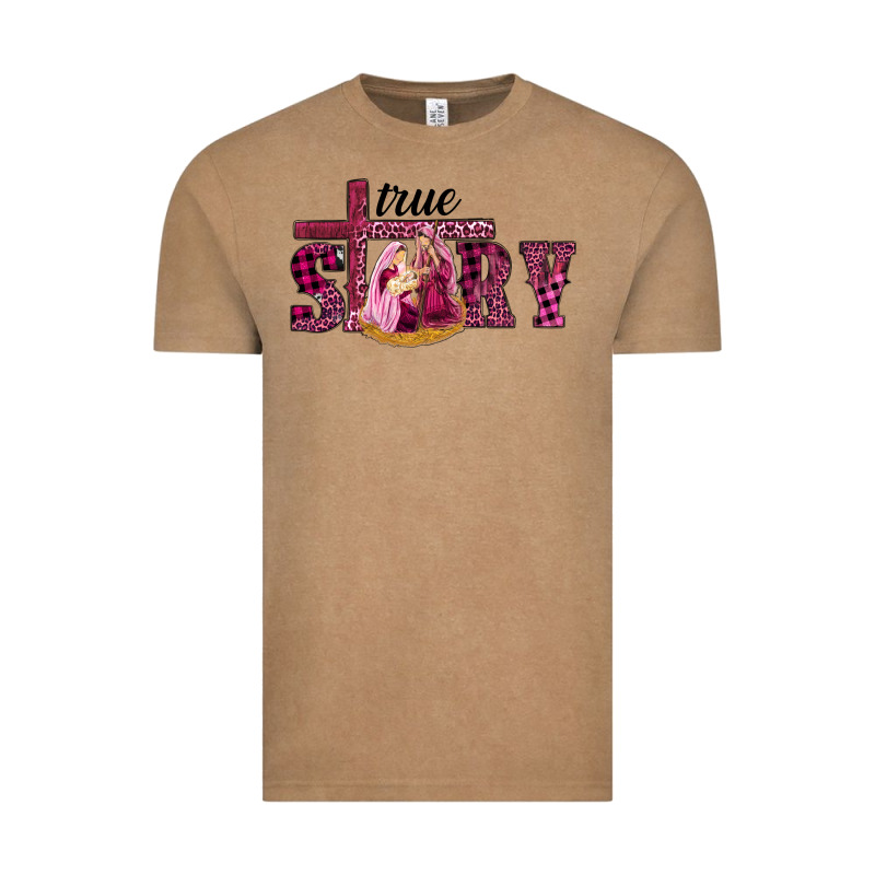 Pink Christmas True Story Holy Family Vintage Tee by RanaPortraitStore | Teevron