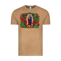 Vintage Camel Mexican Flag Lady Of Guadalupe Distressed Backgrou Vintage Tee - RanaPortraitStore